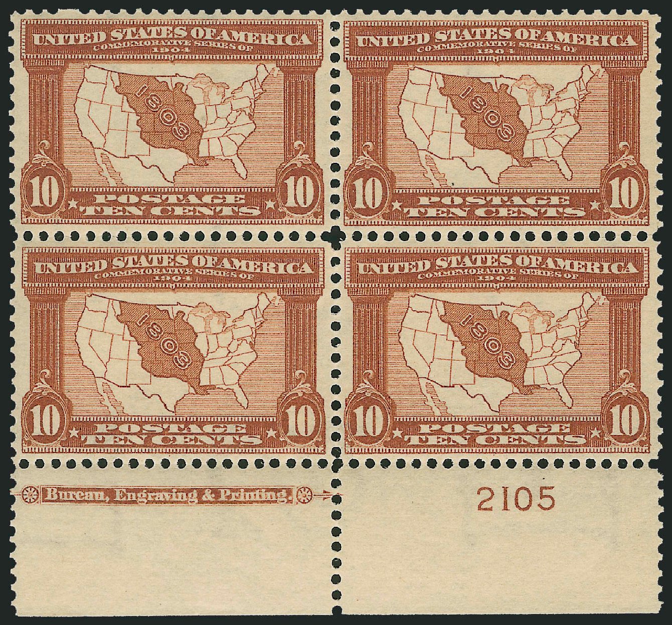 Price of US Stamp Scott # 327: 10c 1904 Louisiana Purchase Exposition. Robert Siegel Auction Galleries, Dec 2010, Sale 1000, Lot 1197