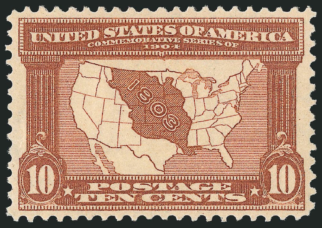 Values of US Stamp Scott # 327: 1904 10c Louisiana Purchase Exposition. Robert Siegel Auction Galleries, Nov 2013, Sale 1061, Lot 3847