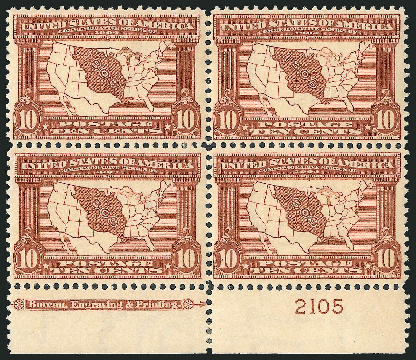 US Stamps Value Scott Catalogue # 327 - 1904 10c Louisiana Purchase Exposition. Robert Siegel Auction Galleries, Mar 2011, Sale 1007, Lot 2628