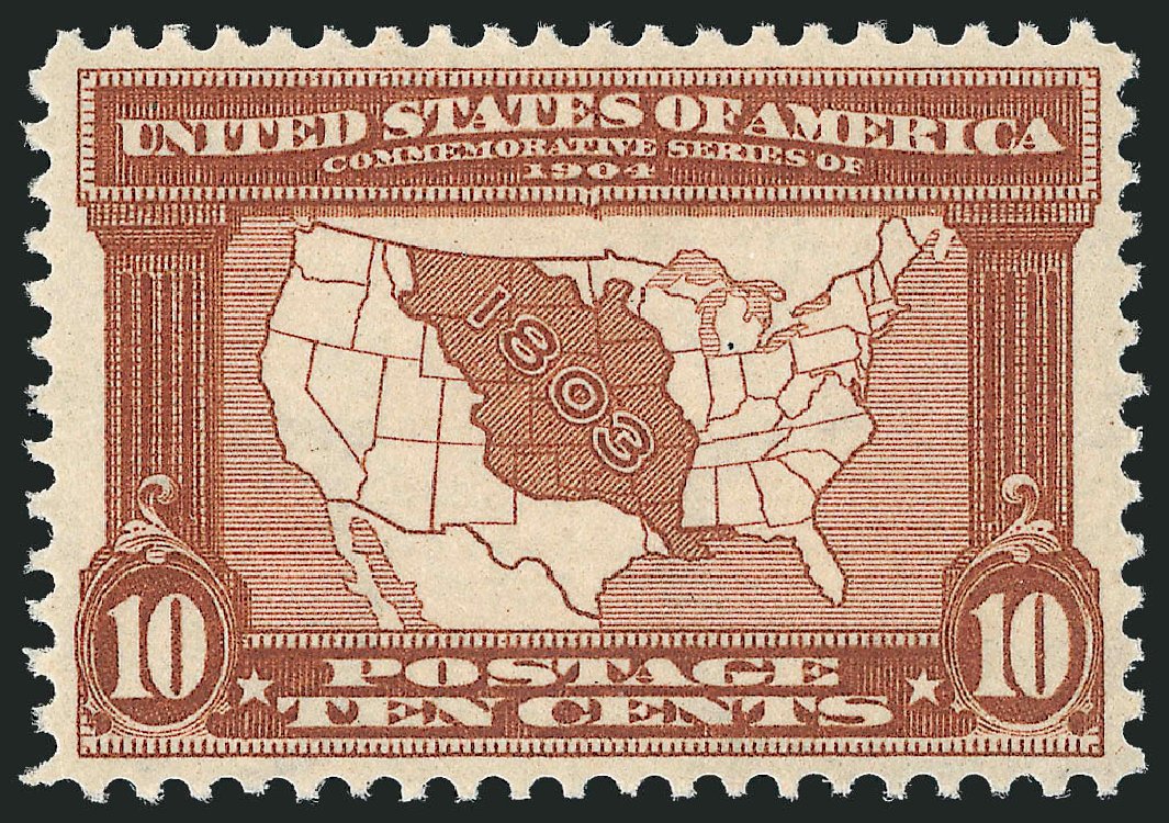 Values of US Stamps Scott Cat. # 327 - 1904 10c Louisiana Purchase Exposition. Robert Siegel Auction Galleries, Oct 2011, Sale 1014, Lot 1758