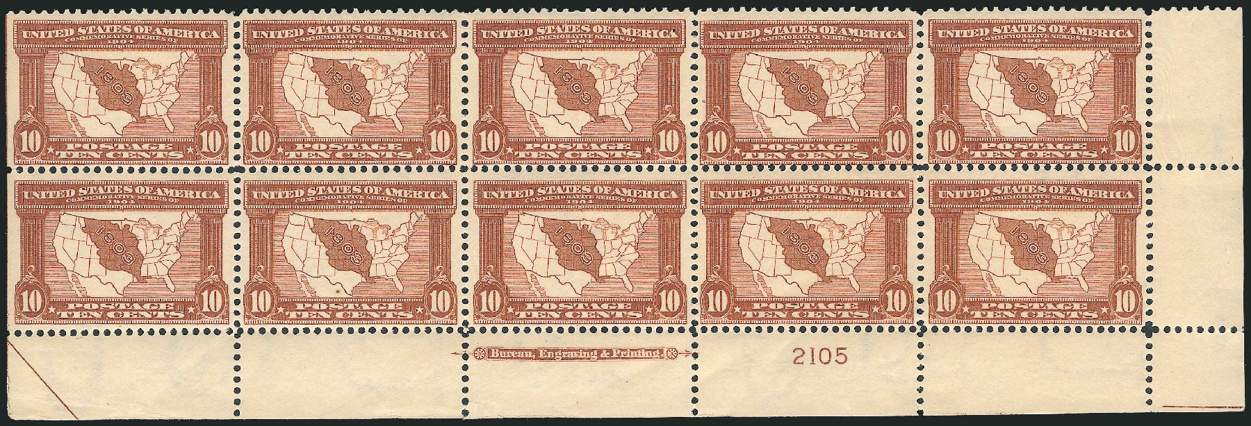 Price of US Stamps Scott Catalogue # 327 - 1904 10c Louisiana Purchase Exposition. Robert Siegel Auction Galleries, Jun 2012, Sale 1026, Lot 1378