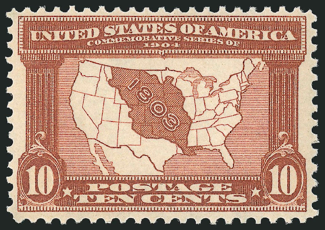 US Stamp Value Scott Catalogue #327 - 10c 1904 Louisiana Purchase Exposition. Robert Siegel Auction Galleries, Sep 2009, Sale 976, Lot 1908