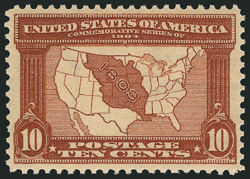 US Stamps Value Scott Catalog # 327 - 10c 1904 Louisiana Purchase Exposition. Robert Siegel Auction Galleries, Oct 2011, Sale 1014, Lot 1759