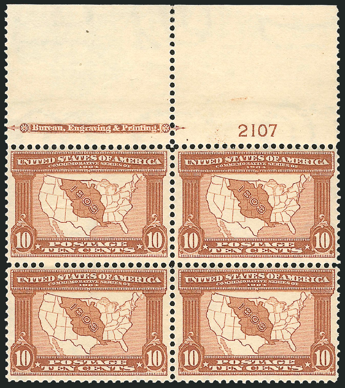 Price of US Stamps Scott Catalog # 327: 1904 10c Louisiana Purchase Exposition. Robert Siegel Auction Galleries, Mar 2014, Sale 1067, Lot 1409