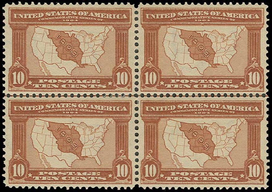 US Stamp Price Scott #327: 10c 1904 Louisiana Purchase Exposition. H.R. Harmer, Jun 2013, Sale 3003, Lot 1230