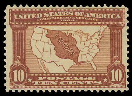 Cost of US Stamp Scott Catalogue #327 - 10c 1904 Louisiana Purchase Exposition. Daniel Kelleher Auctions, Jun 2012, Sale 630, Lot 1740