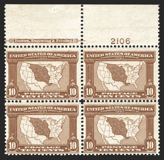 US Stamps Prices Scott Cat. #327: 10c 1904 Louisiana Purchase Exposition. Spink Shreves Galleries, Mar 2013, Sale 142, Lot 320