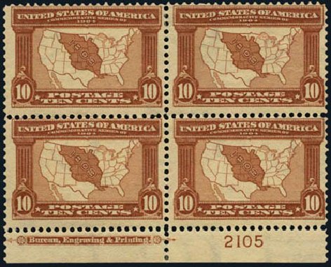US Stamps Values Scott Cat. #327: 1904 10c Louisiana Purchase Exposition. Harmer-Schau Auction Galleries, Oct 2011, Sale 91, Lot 271