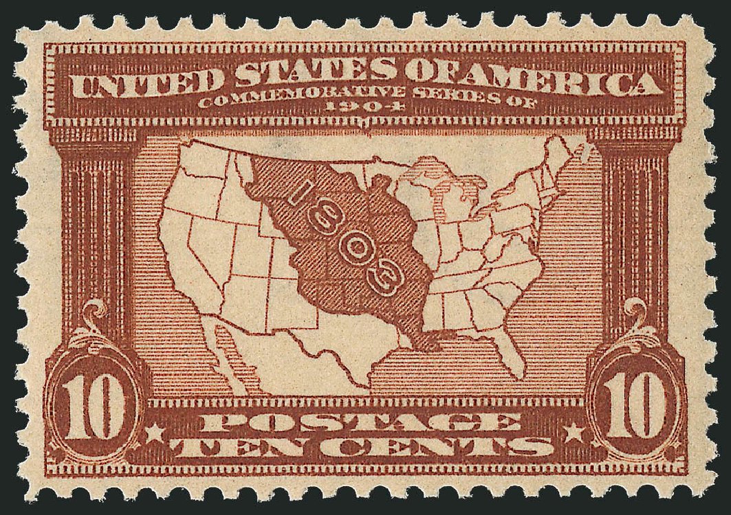 US Stamp Prices Scott Cat. 327 - 1904 10c Louisiana Purchase Exposition. Robert Siegel Auction Galleries, Dec 2011, Sale 1017, Lot 761