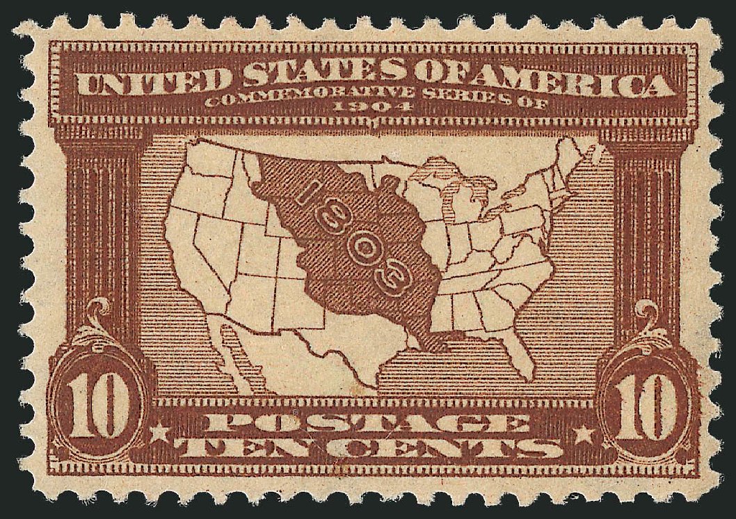 US Stamps Value Scott Catalogue # 327: 10c 1904 Louisiana Purchase Exposition. Robert Siegel Auction Galleries, Mar 2012, Sale 1019, Lot 711