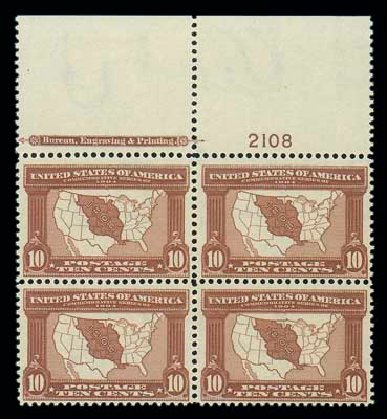 Values of US Stamp Scott Catalogue #327: 1904 10c Louisiana Purchase Exposition. Matthew Bennett International, Dec 2007, Sale 324, Lot 1184