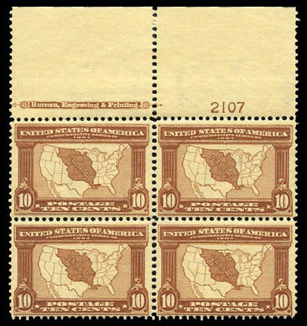 US Stamp Prices Scott 327: 10c 1904 Louisiana Purchase Exposition. Matthew Bennett International, Mar 2011, Sale 336, Lot 1264