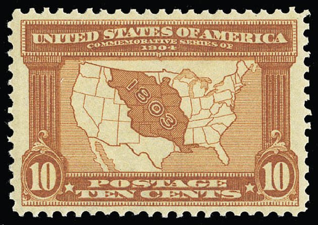 US Stamps Value Scott #327 - 1904 10c Louisiana Purchase Exposition. Matthew Bennett International, Sep 2012, Sale 346, Lot 794