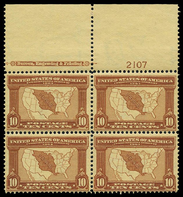 Price of US Stamp Scott Catalog # 327: 1904 10c Louisiana Purchase Exposition. Matthew Bennett International, May 2014, Sale 350, Lot 474