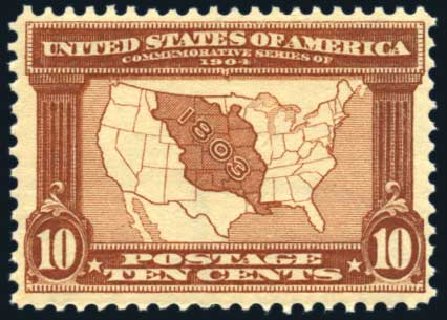 US Stamps Values Scott Cat. #327: 10c 1904 Louisiana Purchase Exposition. Harmer-Schau Auction Galleries, Jun 2008, Sale 78, Lot 1514