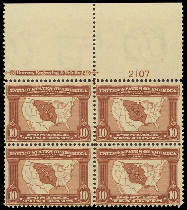 Cost of US Stamp Scott Catalog 327 - 1904 10c Louisiana Purchase Exposition. Daniel Kelleher Auctions, Apr 2012, Sale 629, Lot 294