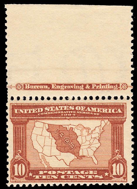 Costs of US Stamps Scott Catalogue 327 - 1904 10c Louisiana Purchase Exposition. Daniel Kelleher Auctions, May 2014, Sale 652, Lot 494
