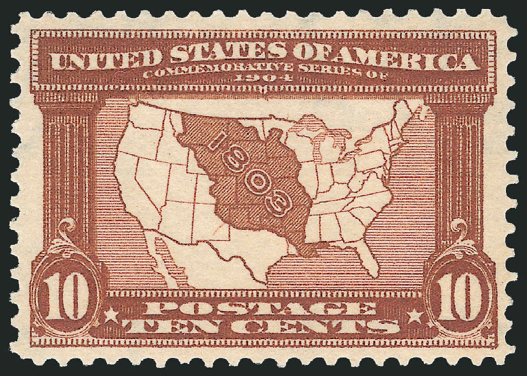 US Stamp Price Scott Cat. 327 - 10c 1904 Louisiana Purchase Exposition. Robert Siegel Auction Galleries, Jun 2009, Sale 975, Lot 1704