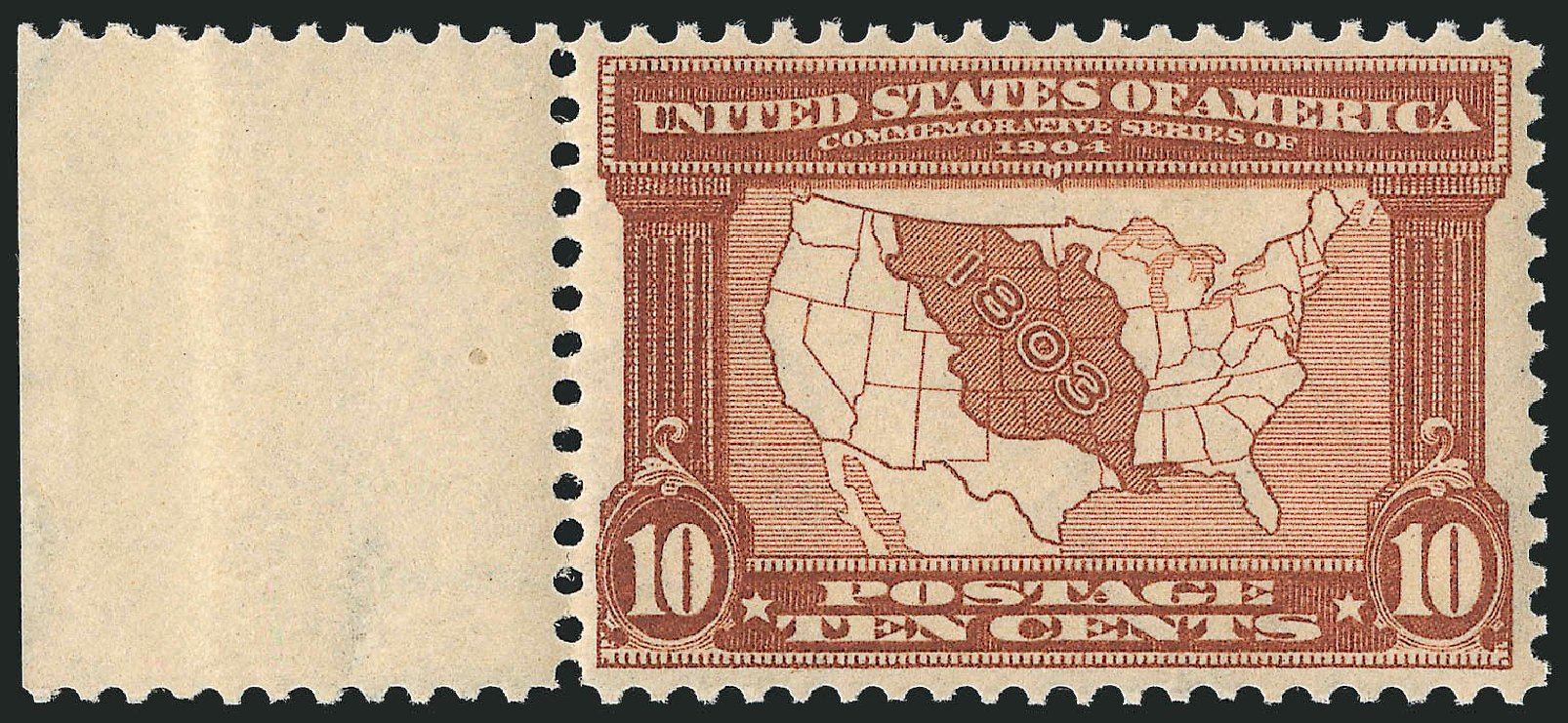 US Stamp Value Scott Cat. #327 - 1904 10c Louisiana Purchase Exposition. Robert Siegel Auction Galleries, Dec 2012, Sale 1037, Lot 1985