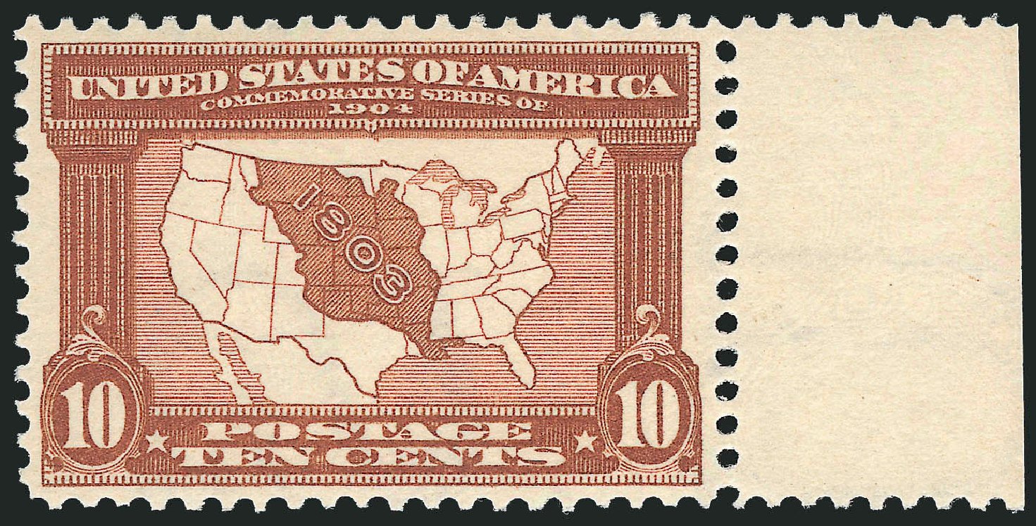 Values of US Stamp Scott Catalog # 327: 1904 10c Louisiana Purchase Exposition. Robert Siegel Auction Galleries, Jun 2009, Sale 975, Lot 1705