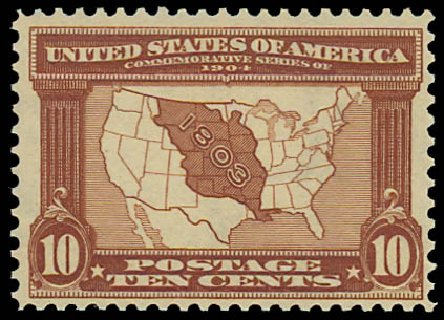 Prices of US Stamps Scott Catalog 327 - 1904 10c Louisiana Purchase Exposition. Daniel Kelleher Auctions, Jan 2012, Sale 628, Lot 442