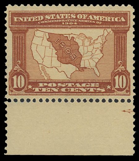 Prices of US Stamp Scott Cat. #327 - 10c 1904 Louisiana Purchase Exposition. Daniel Kelleher Auctions, Oct 2012, Sale 632, Lot 1262