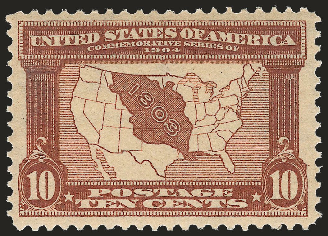 US Stamps Value Scott Catalog # 327 - 1904 10c Louisiana Purchase Exposition. Robert Siegel Auction Galleries, Sep 2009, Sale 968B, Lot 422