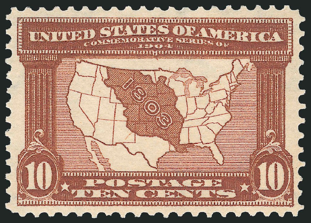 US Stamps Values Scott Cat. # 327: 10c 1904 Louisiana Purchase Exposition. Robert Siegel Auction Galleries, Oct 2010, Sale 997, Lot 5872