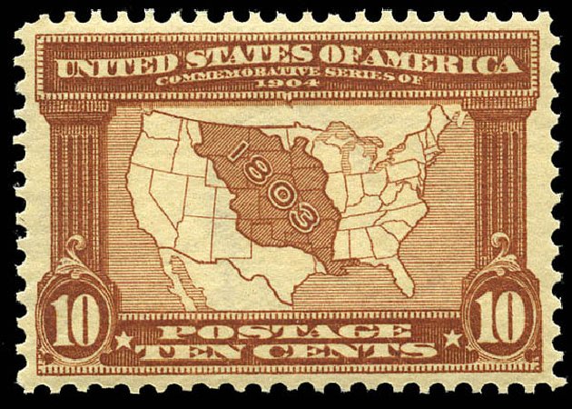 US Stamp Prices Scott #327 - 1904 10c Louisiana Purchase Exposition. Matthew Bennett International, May 2014, Sale 350, Lot 473