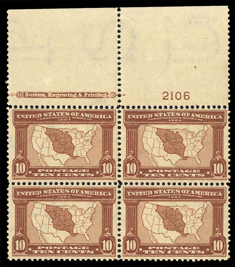 Costs of US Stamps Scott 327 - 1904 10c Louisiana Purchase Exposition. Cherrystone Auctions, Jan 2009, Sale 200901, Lot 203