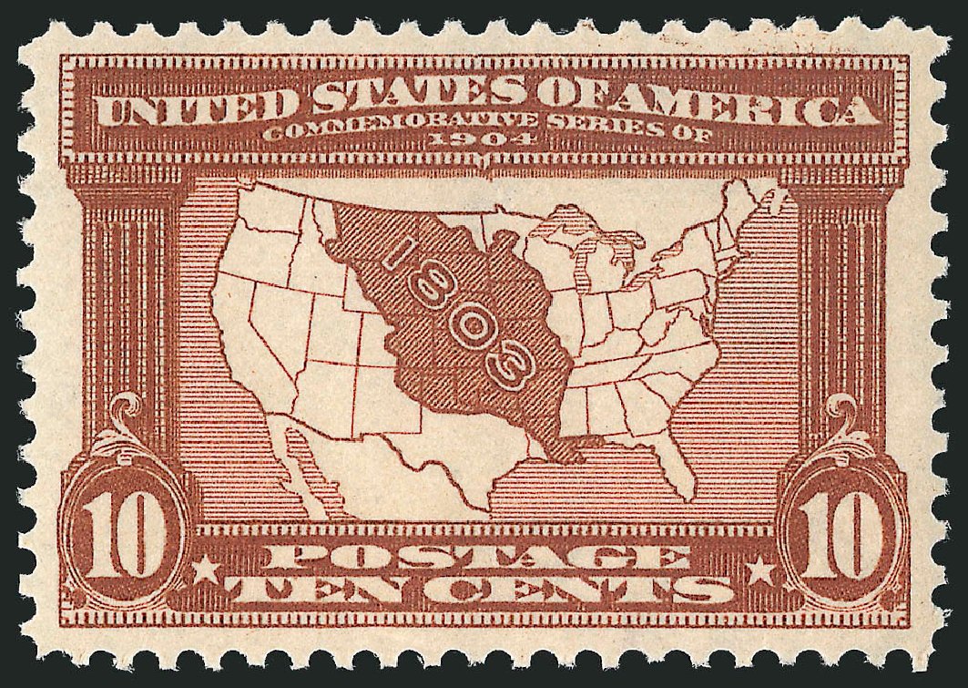 Values of US Stamp Scott 327: 10c 1904 Louisiana Purchase Exposition. Robert Siegel Auction Galleries, Nov 2012, Sale 1034, Lot 313