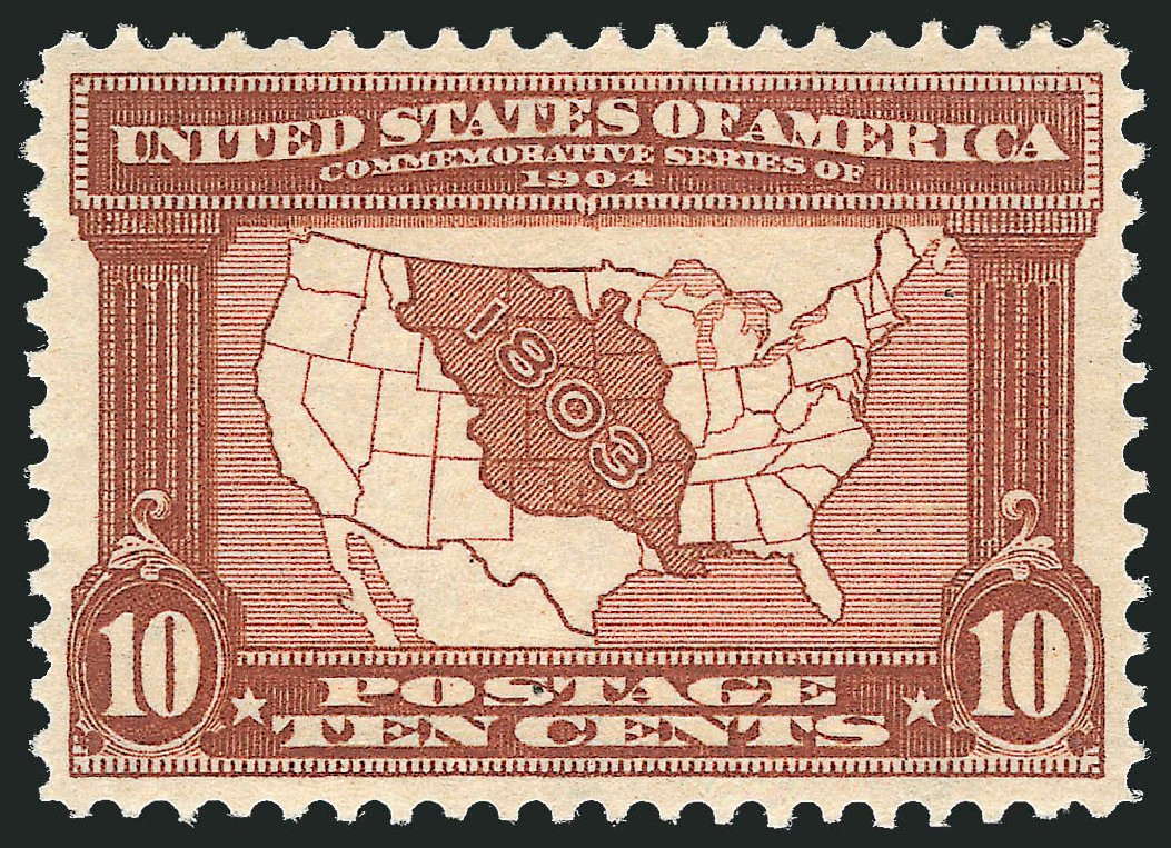 Price of US Stamp Scott Catalogue #327 - 10c 1904 Louisiana Purchase Exposition. Robert Siegel Auction Galleries, Oct 2010, Sale 997, Lot 5873
