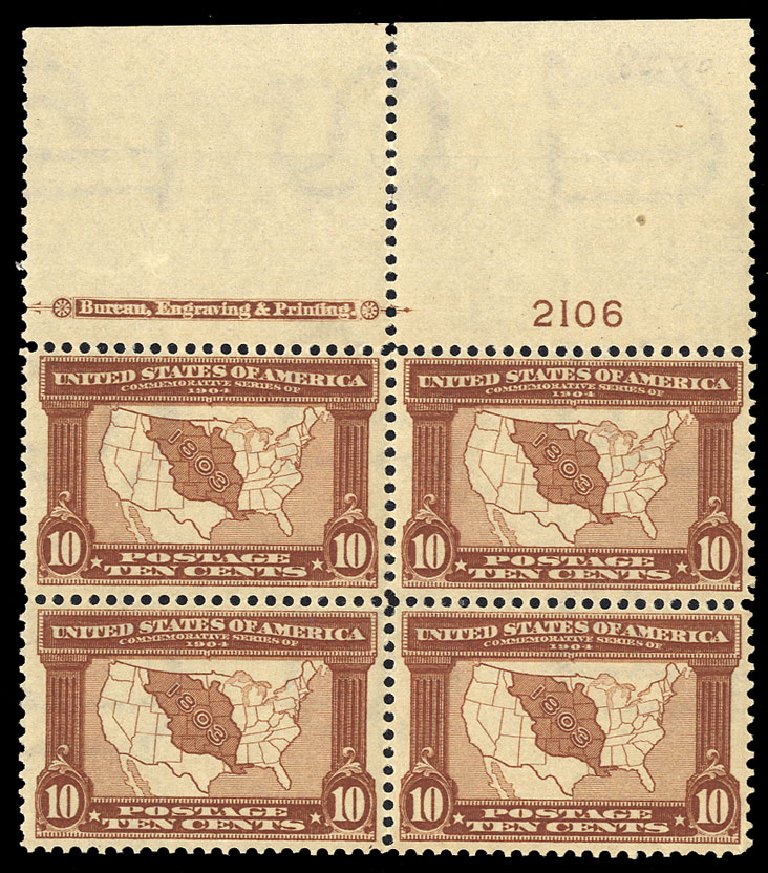 Cost of US Stamp Scott Cat. 327 - 10c 1904 Louisiana Purchase Exposition. Cherrystone Auctions, Nov 2010, Sale 201011, Lot 156