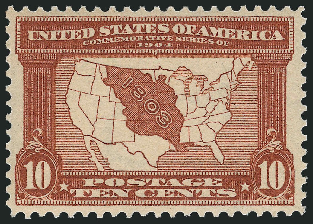 Costs of US Stamp Scott Catalogue 327 - 10c 1904 Louisiana Purchase Exposition. Robert Siegel Auction Galleries, Dec 2010, Sale 1000, Lot 1196