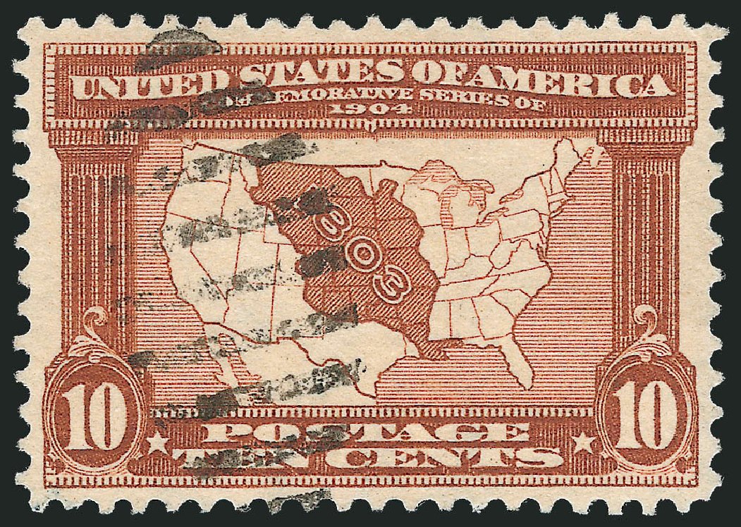 US Stamp Prices Scott #327: 10c 1904 Louisiana Purchase Exposition. Robert Siegel Auction Galleries, Oct 2012, Sale 1032, Lot 3456