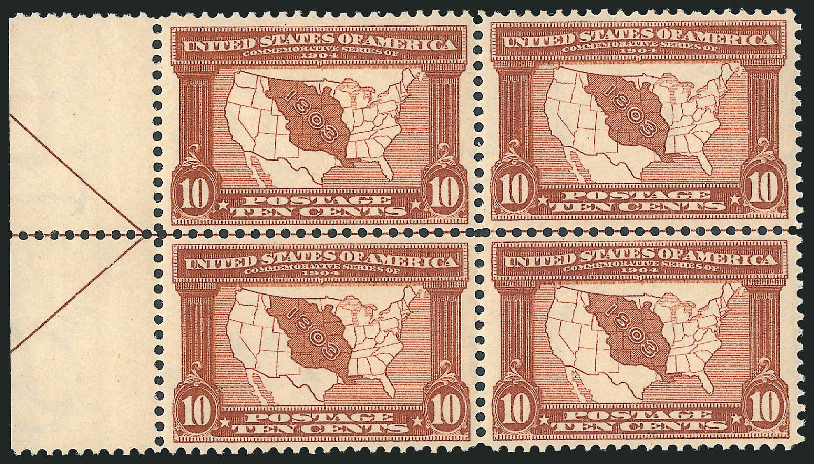 US Stamp Price Scott Catalog 327 - 1904 10c Louisiana Purchase Exposition. Robert Siegel Auction Galleries, Dec 2012, Sale 1037, Lot 1986