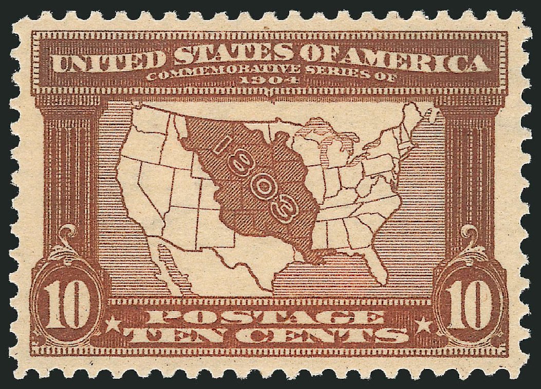 US Stamps Values Scott # 327: 1904 10c Louisiana Purchase Exposition. Robert Siegel Auction Galleries, Nov 2013, Sale 1061, Lot 3846