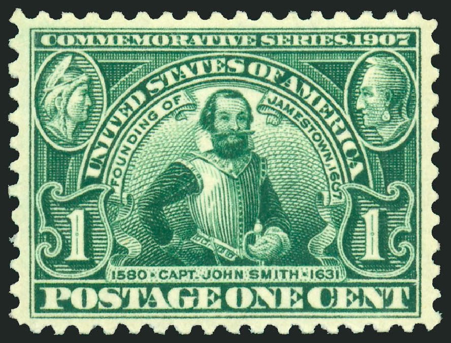 US Stamp Prices Scott #328 - 1907 1c Jameston Exposition. Robert Siegel Auction Galleries, Jun 2009, Sale 975, Lot 1707