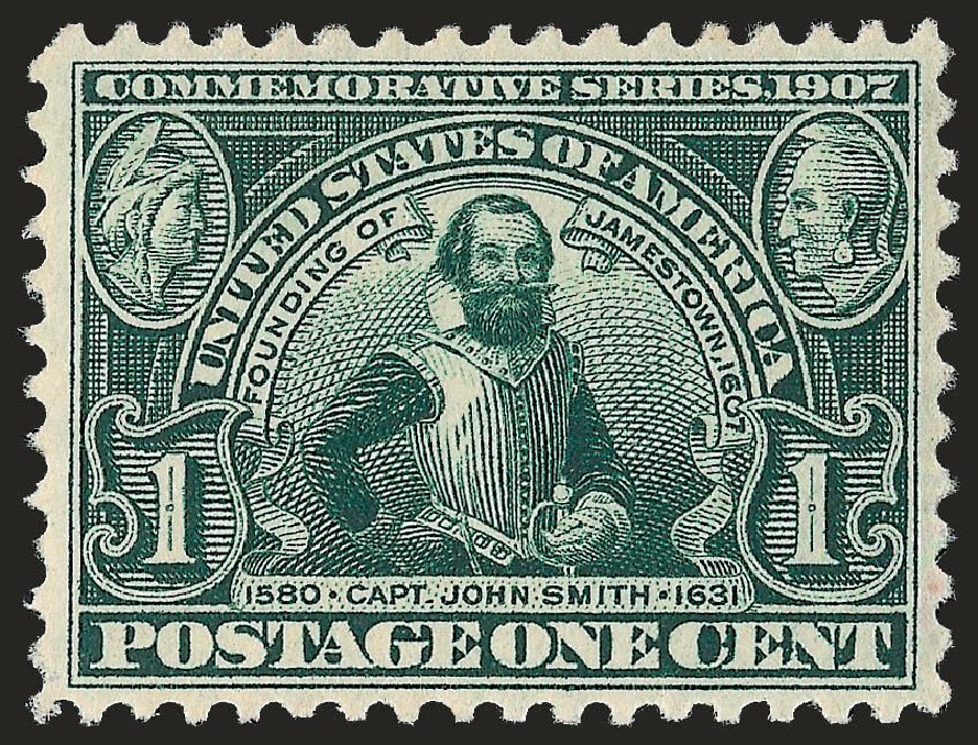US Stamps Value Scott Catalogue 328 - 1c 1907 Jameston Exposition. Robert Siegel Auction Galleries, Dec 2008, Sale 967, Lot 4528