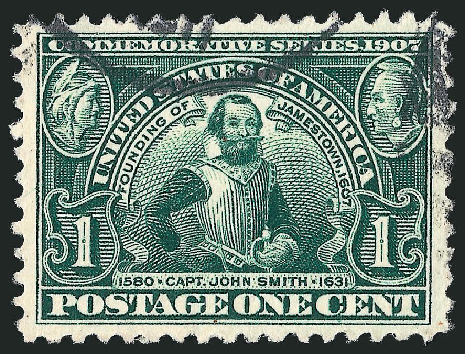 US Stamps Value Scott Catalog #328: 1c 1907 Jameston Exposition. Robert Siegel Auction Galleries, Dec 2008, Sale 967, Lot 4529