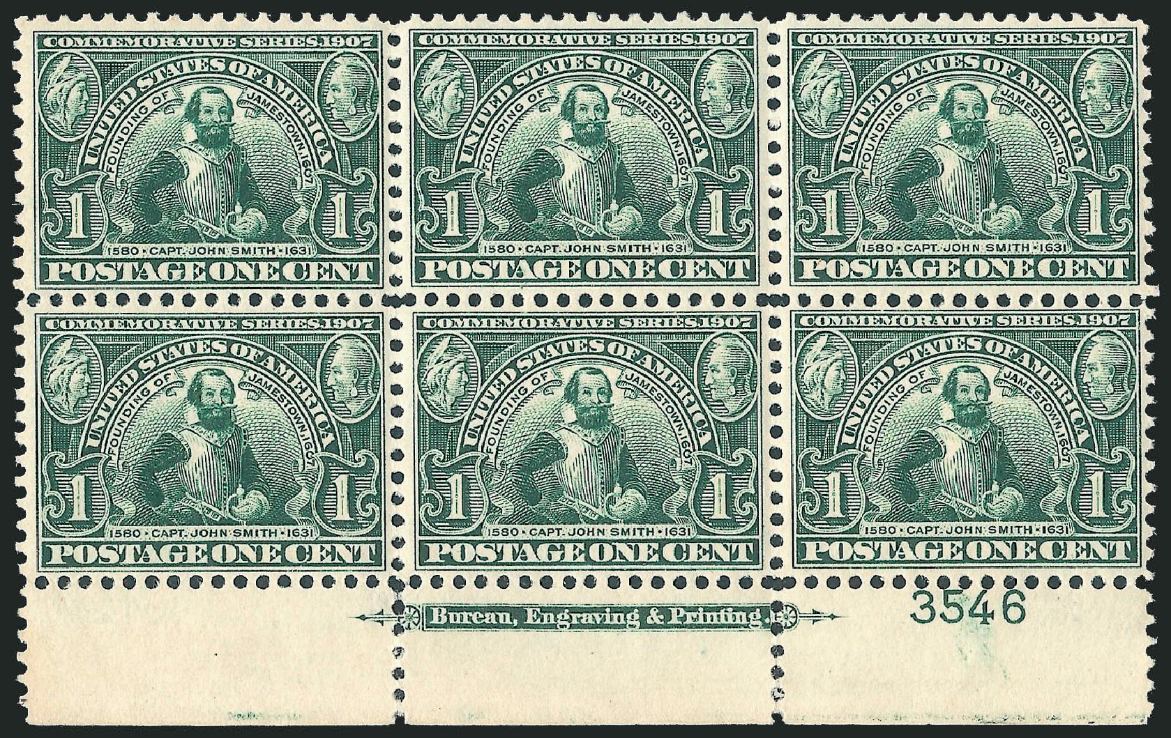 Price of US Stamps Scott Cat. 328 - 1907 1c Jameston Exposition. Robert Siegel Auction Galleries, Mar 2011, Sale 1007, Lot 2630