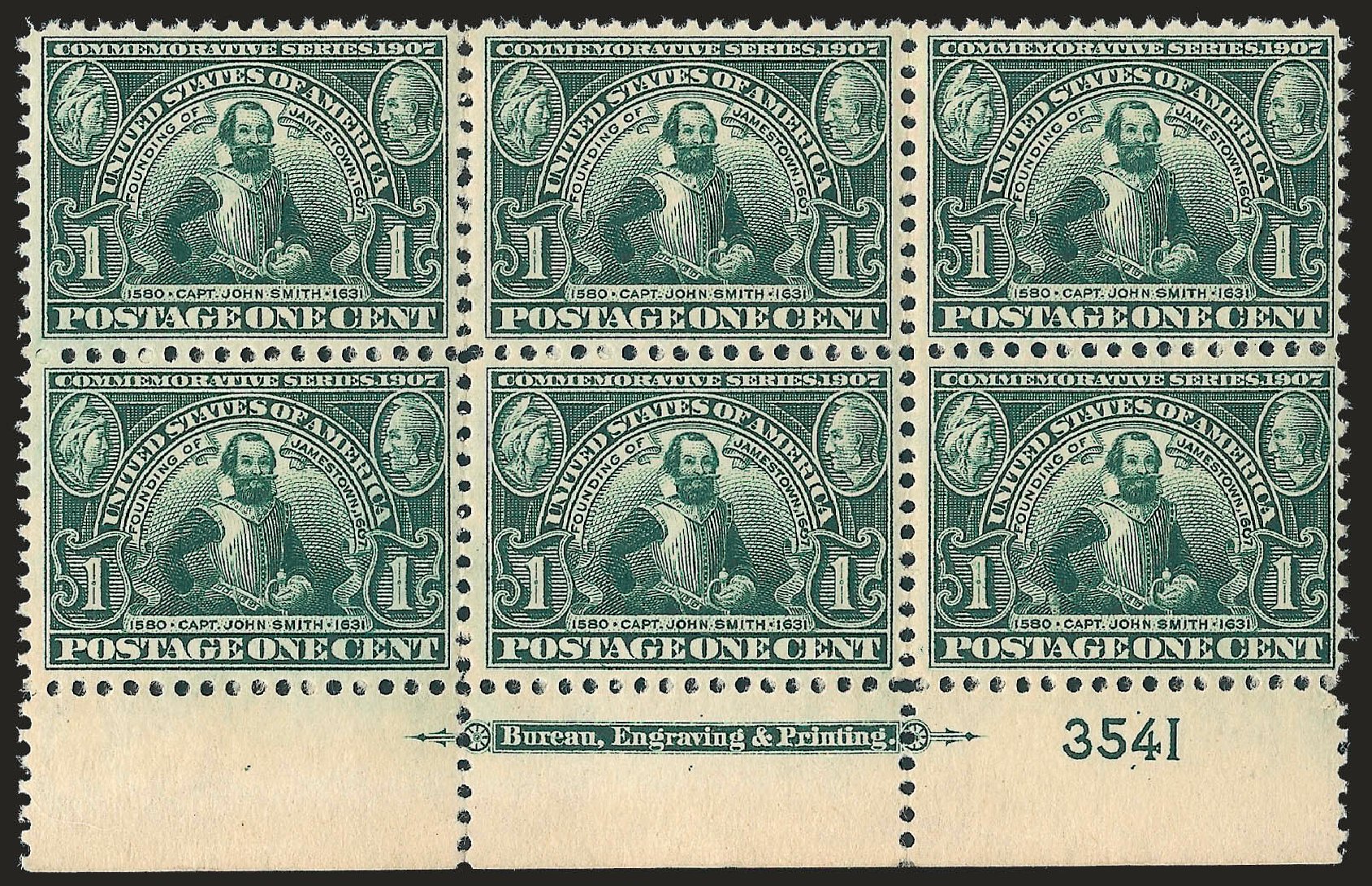 US Stamps Value Scott 328 - 1c 1907 Jameston Exposition. Robert Siegel Auction Galleries, Jun 2010, Sale 992, Lot 2420
