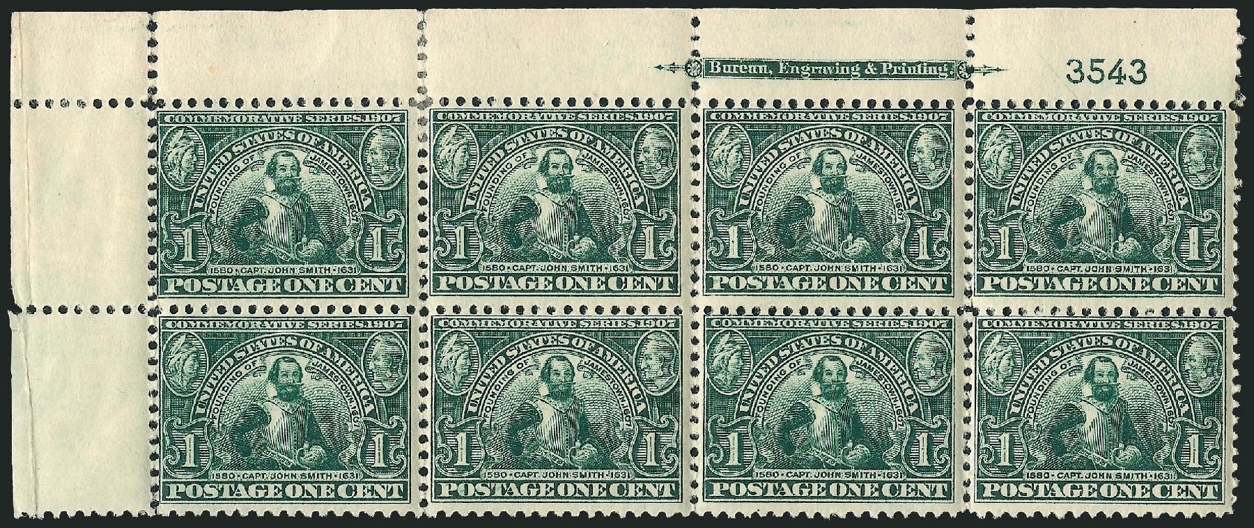 Prices of US Stamp Scott Catalogue #328: 1c 1907 Jameston Exposition. Robert Siegel Auction Galleries, Apr 2009, Sale 971, Lot 1381
