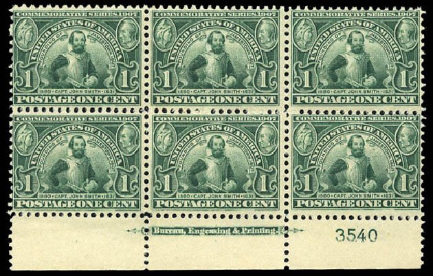Cost of US Stamp Scott #328 - 1907 1c Jameston Exposition. Matthew Bennett International, Mar 2011, Sale 337, Lot 2804