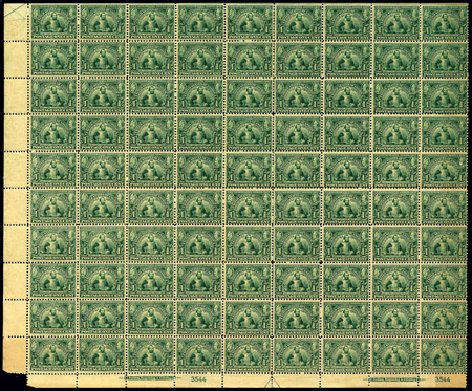 US Stamp Value Scott # 328: 1c 1907 Jameston Exposition. Harmer-Schau Auction Galleries, Feb 2009, Sale 80, Lot 1284