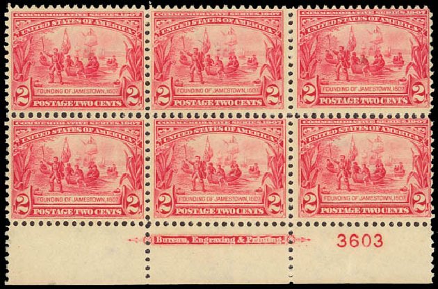 US Stamps Price Scott 329: 2c 1907 Jameston Exposition. Daniel Kelleher Auctions, Aug 2012, Sale 631, Lot 1087