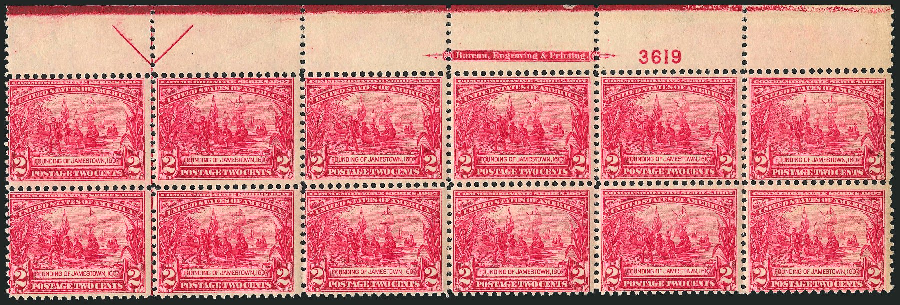 Values of US Stamp Scott Cat. 329 - 2c 1907 Jameston Exposition. Robert Siegel Auction Galleries, Apr 2009, Sale 971, Lot 1387