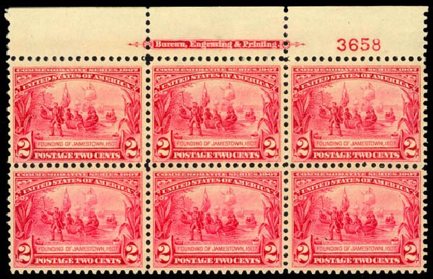 Cost of US Stamps Scott 329 - 2c 1907 Jameston Exposition. Daniel Kelleher Auctions, May 2014, Sale 653, Lot 2409