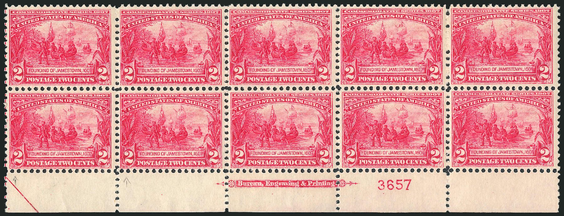 Price of US Stamps Scott Cat. # 329: 1907 2c Jameston Exposition. Robert Siegel Auction Galleries, Mar 2014, Sale 1067, Lot 1411