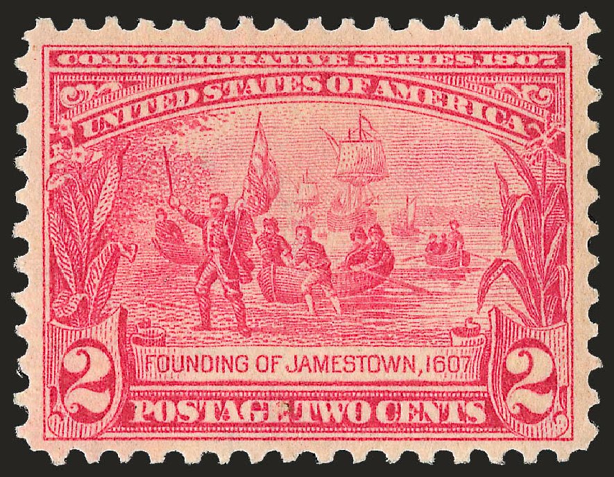Values of US Stamps Scott Cat. # 329 - 1907 2c Jameston Exposition. Robert Siegel Auction Galleries, Jun 2009, Sale 975, Lot 1711